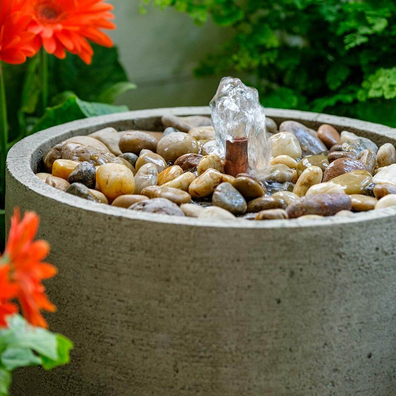 August Grove® Evita Concrete Pebble Fountain Wayfair